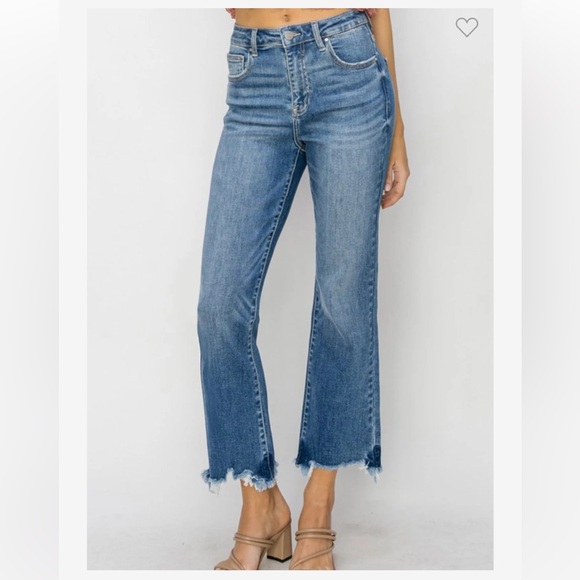 Risen High Rise Cropped Distressed Hem Jeans - Blue
Style number RDP1059 - Picture 6 of 8